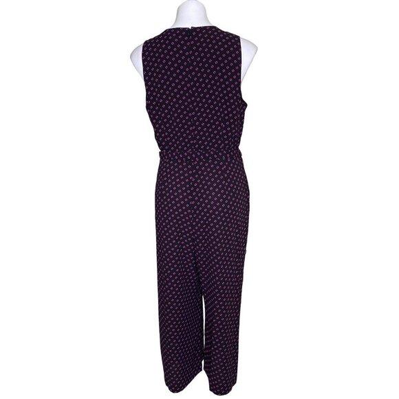 MICHAEL Michael Kors NWT $155 Dot Print Cropped Jumpsuit, Black Fuchsia Size 12 - Picture 7 of 14